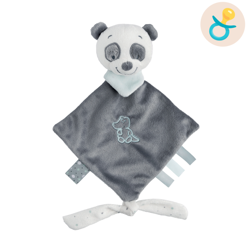  loulou, lea & hippolyte baby comforter panda grey white green 